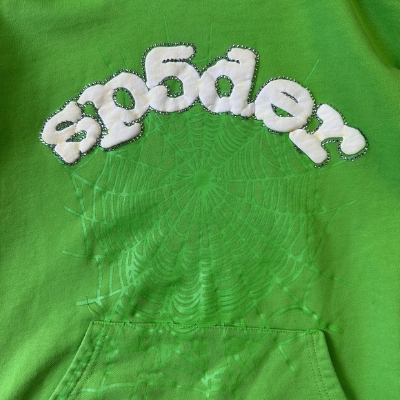 Sp5der Logo Green Pullover Hoodie Large - Picture 4 of 6